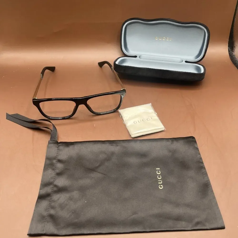 Gucci GG0687S 002 Black Gold Tone 57-17-145 Frame Sunglasses Men AS IS FOR PARTS